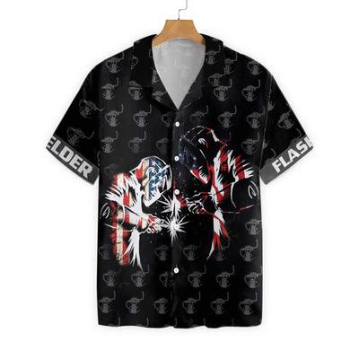 Welder Hawaiian Shirt, American Flag Welder Aloha Shirt For Men - Perfect Gift For Welder, Husband, Boyfriend, Family, Friends - Image 2