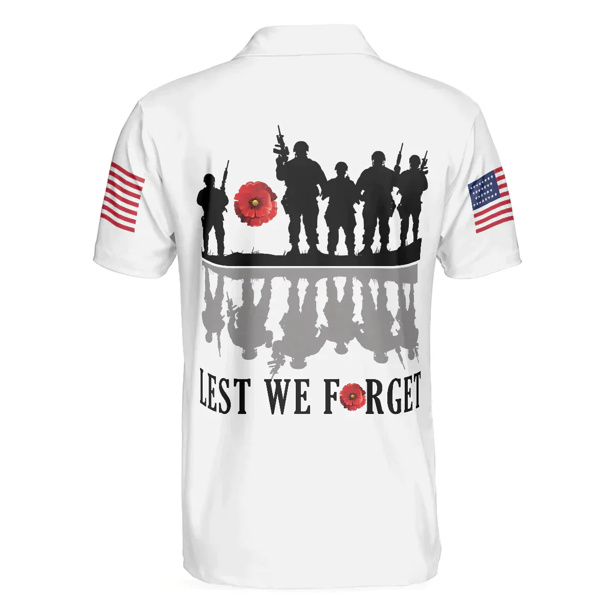 White American Flag Veteran's Day Men Polo Shirt, Lest We Forget Veteran Polo Shirt, Best Gift For Veterans - Image 2