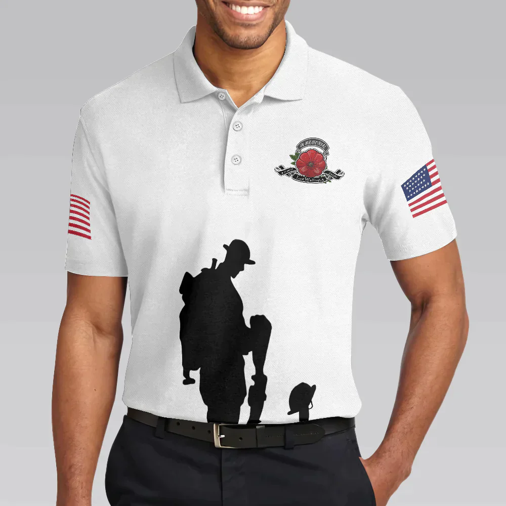White American Flag Veteran's Day Men Polo Shirt, Lest We Forget Veteran Polo Shirt, Best Gift For Veterans - Image 5