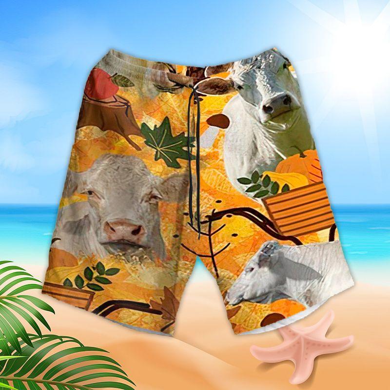 White Cow Aloha Hawaiian Shirts For Summer, Autumn Symbol Pattern Hawaiian Set For Men Women, Thanksgiving Gift For Friend, Farmer, Harvest Day - Image 3