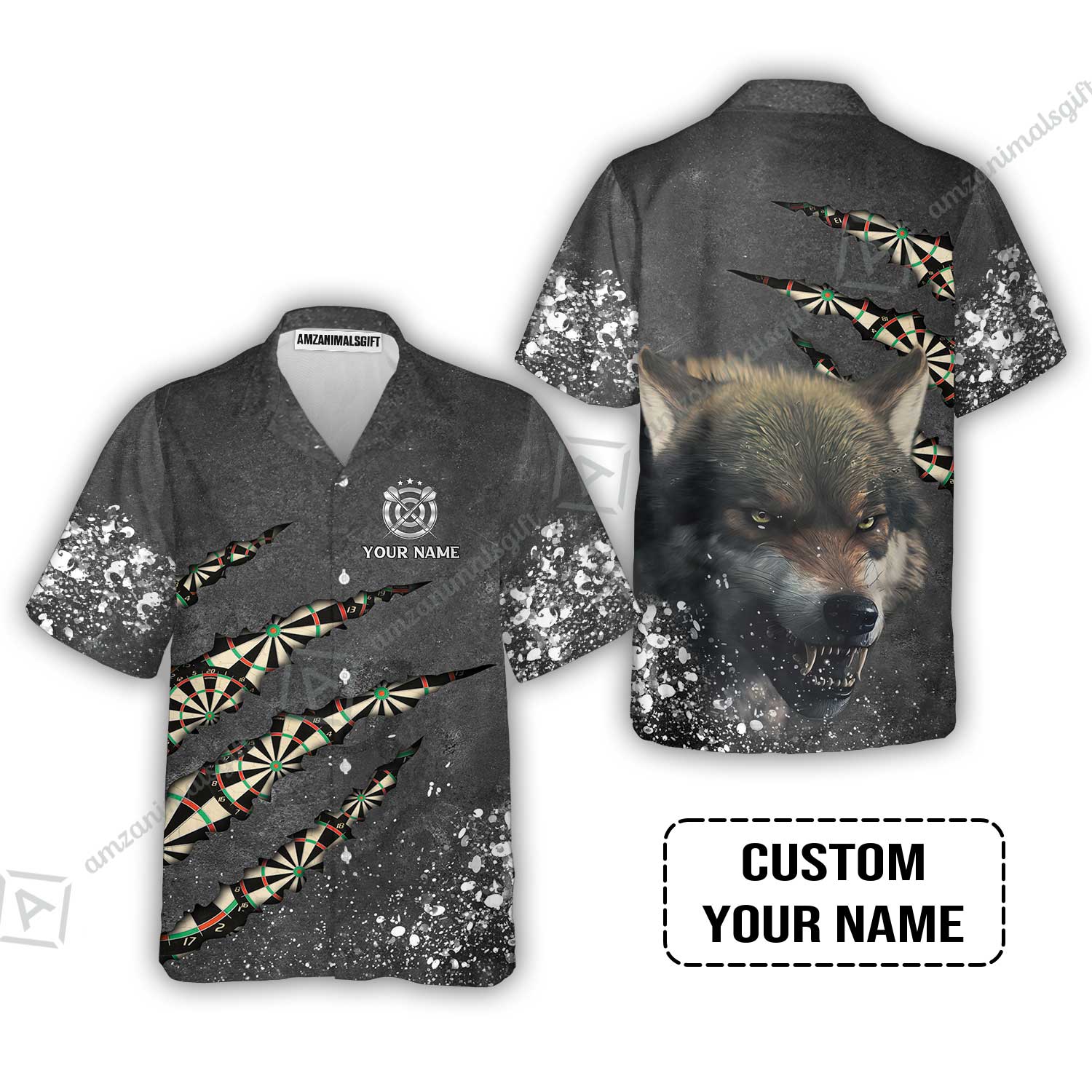 Wolf And Darts Custom Name Women Polo Shirt, Darts Paint Splash Personalized Women Polo Shirt - Image 8