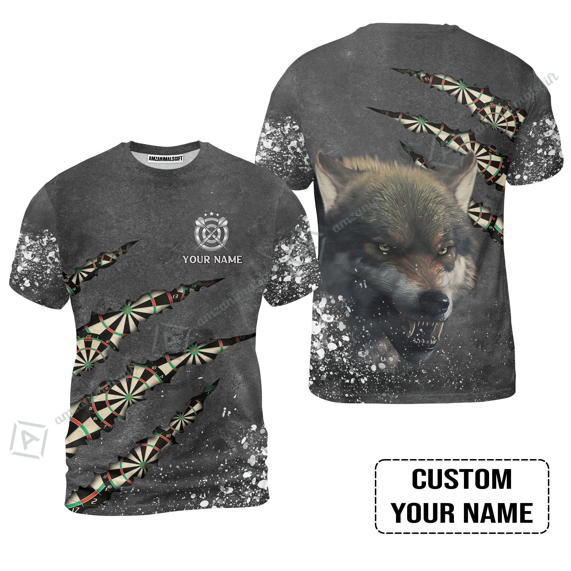 Wolf And Darts Custom Name Women Polo Shirt, Darts Paint Splash Personalized Women Polo Shirt - Image 9