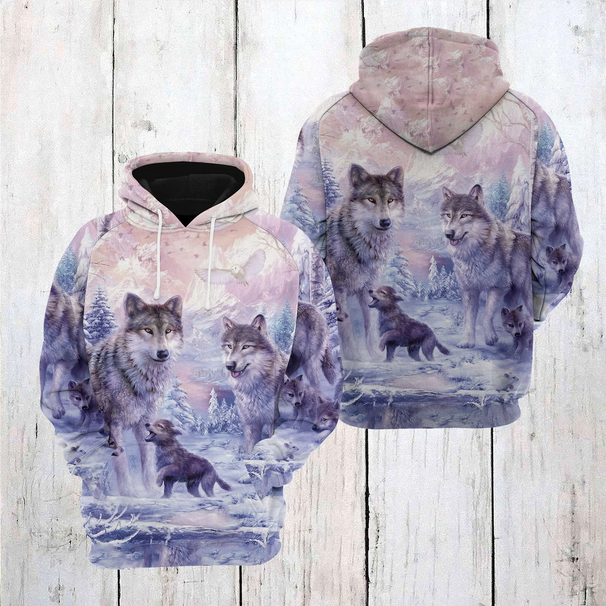 Wolf Family Winter Pullover Premium Hoodie, Perfect Outfit For Men And Women On Christmas New Year Autumn Winter - Image 2