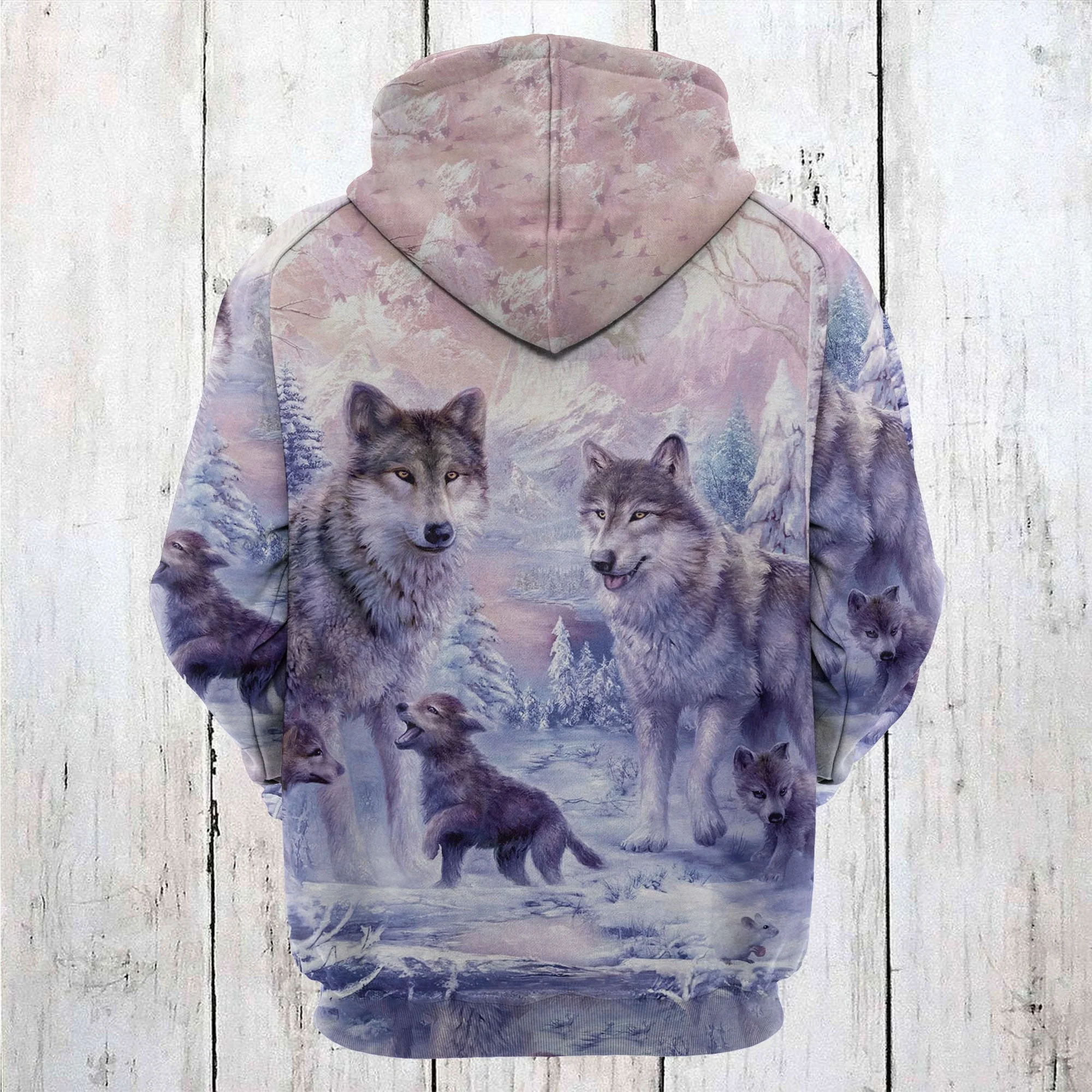 Wolf Family Winter Pullover Premium Hoodie, Perfect Outfit For Men And Women On Christmas New Year Autumn Winter - Image 3