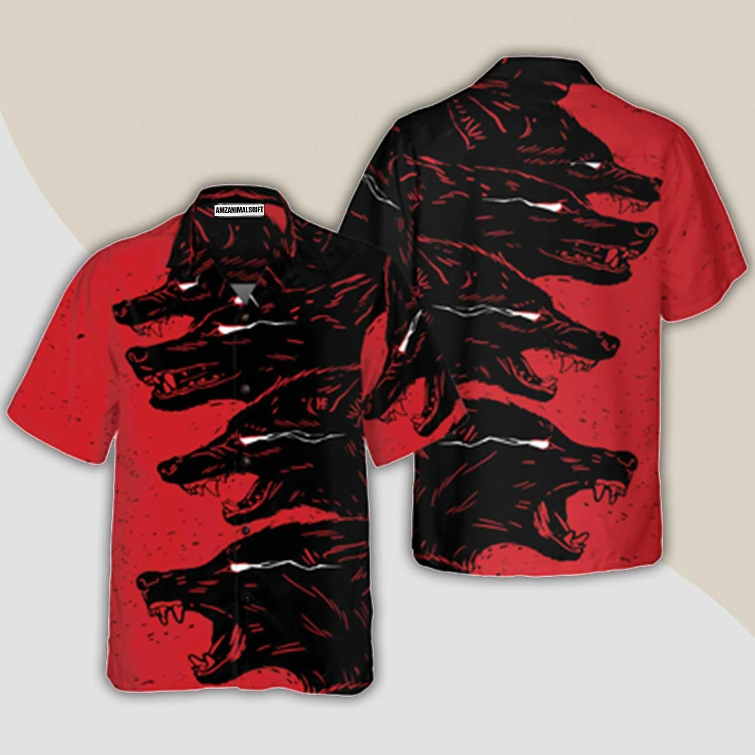 Wolf Hawaiian Shirt, Dangerous Black Wolf Aloha Shirt For Men - Perfect Gift For Husband, Boyfriend, Friend, Family