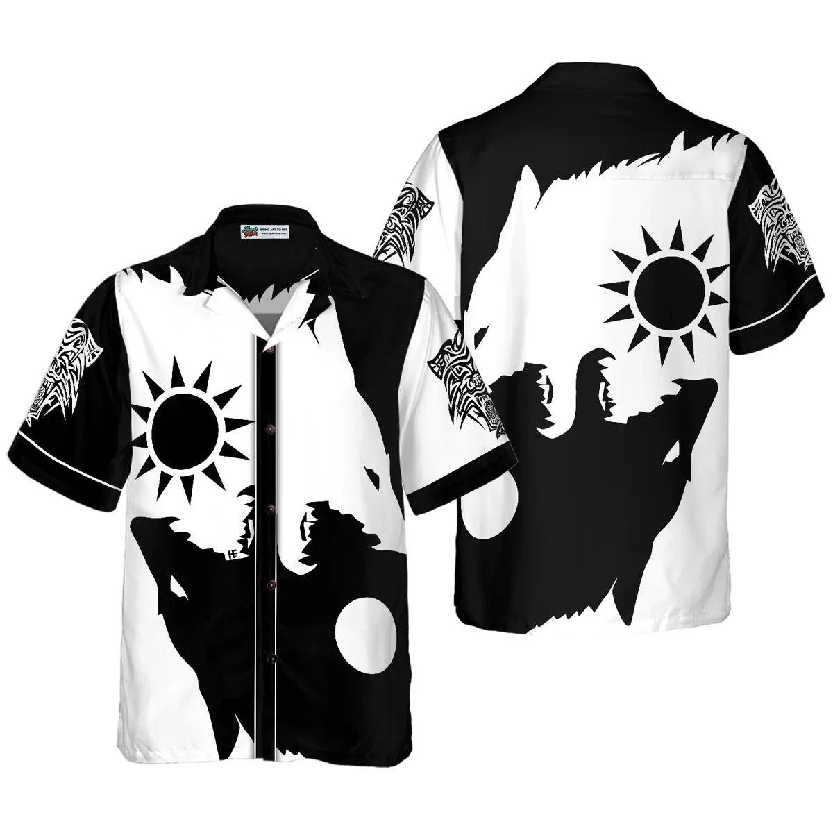 Wolves Hawaiian Shirt, Day And Night Wolves Hawaiian Shirt - Perfect Gift For Wolf Lovers, Husband, Boyfriend, Friend, Family - Image 2