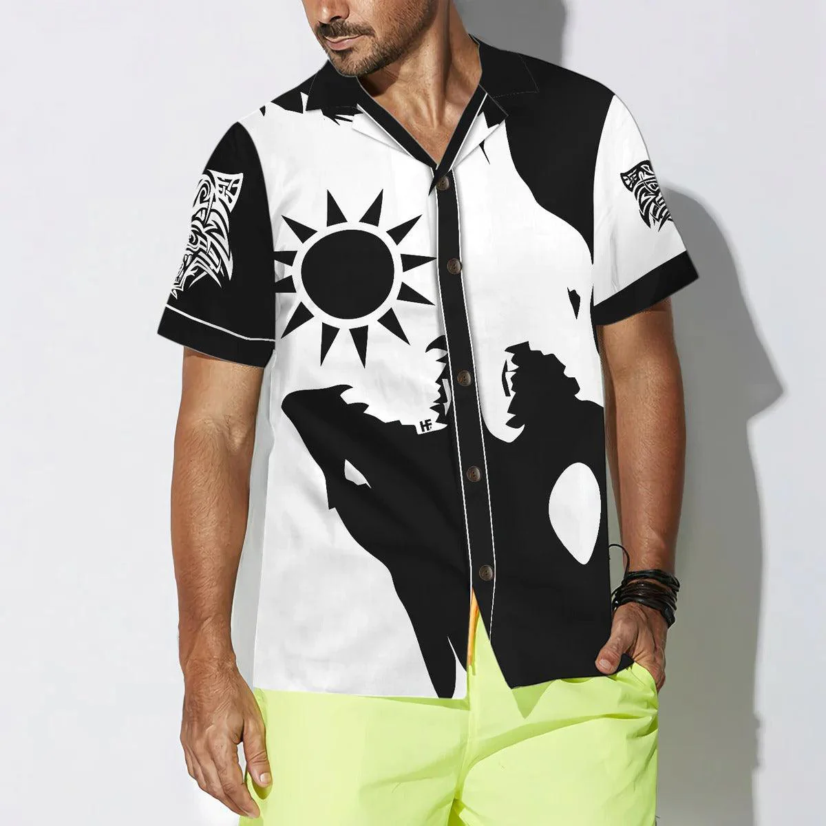Wolves Hawaiian Shirt, Day And Night Wolves Hawaiian Shirt - Perfect Gift For Wolf Lovers, Husband, Boyfriend, Friend, Family - Image 5