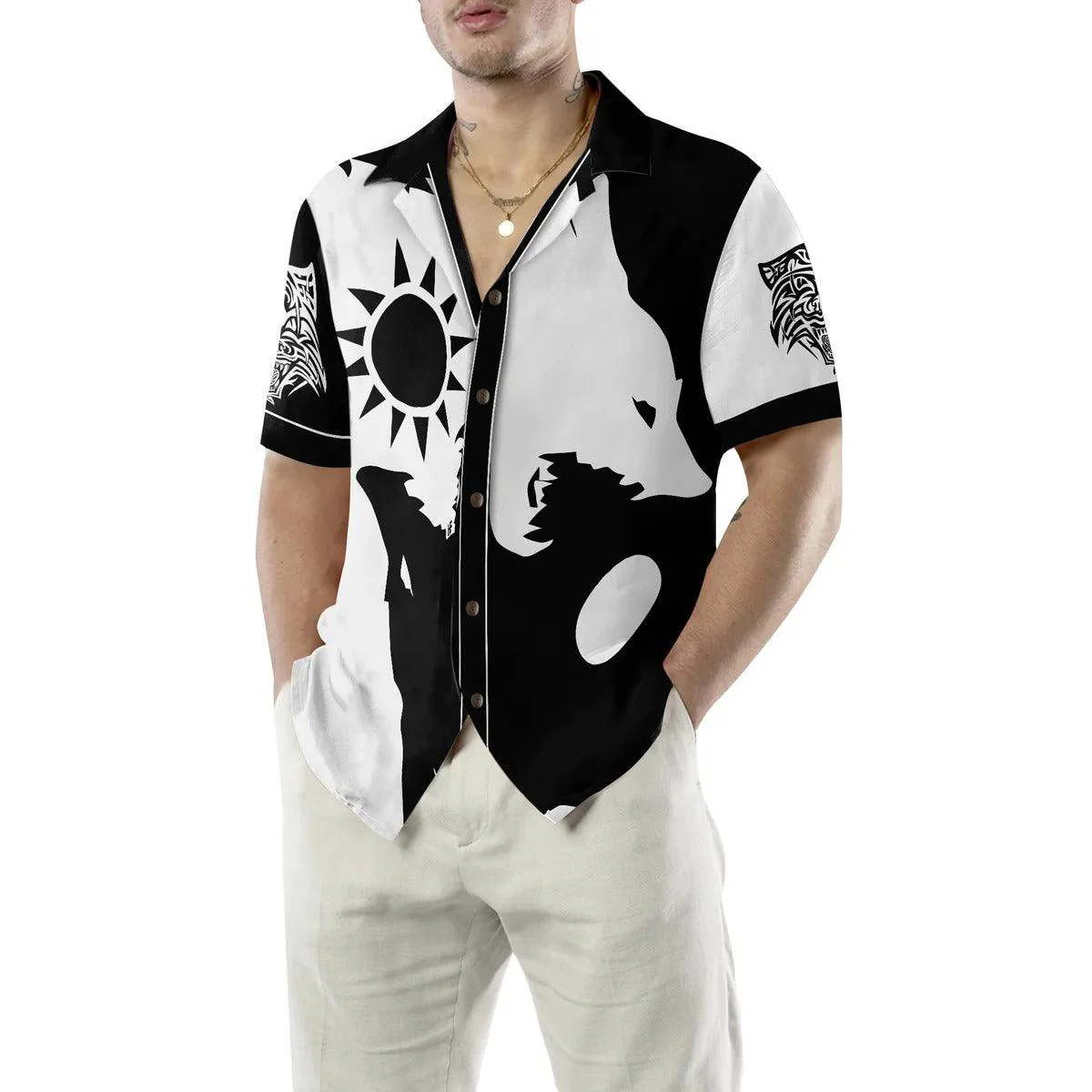 Wolves Hawaiian Shirt, Day And Night Wolves Hawaiian Shirt - Perfect Gift For Wolf Lovers, Husband, Boyfriend, Friend, Family - Image 6