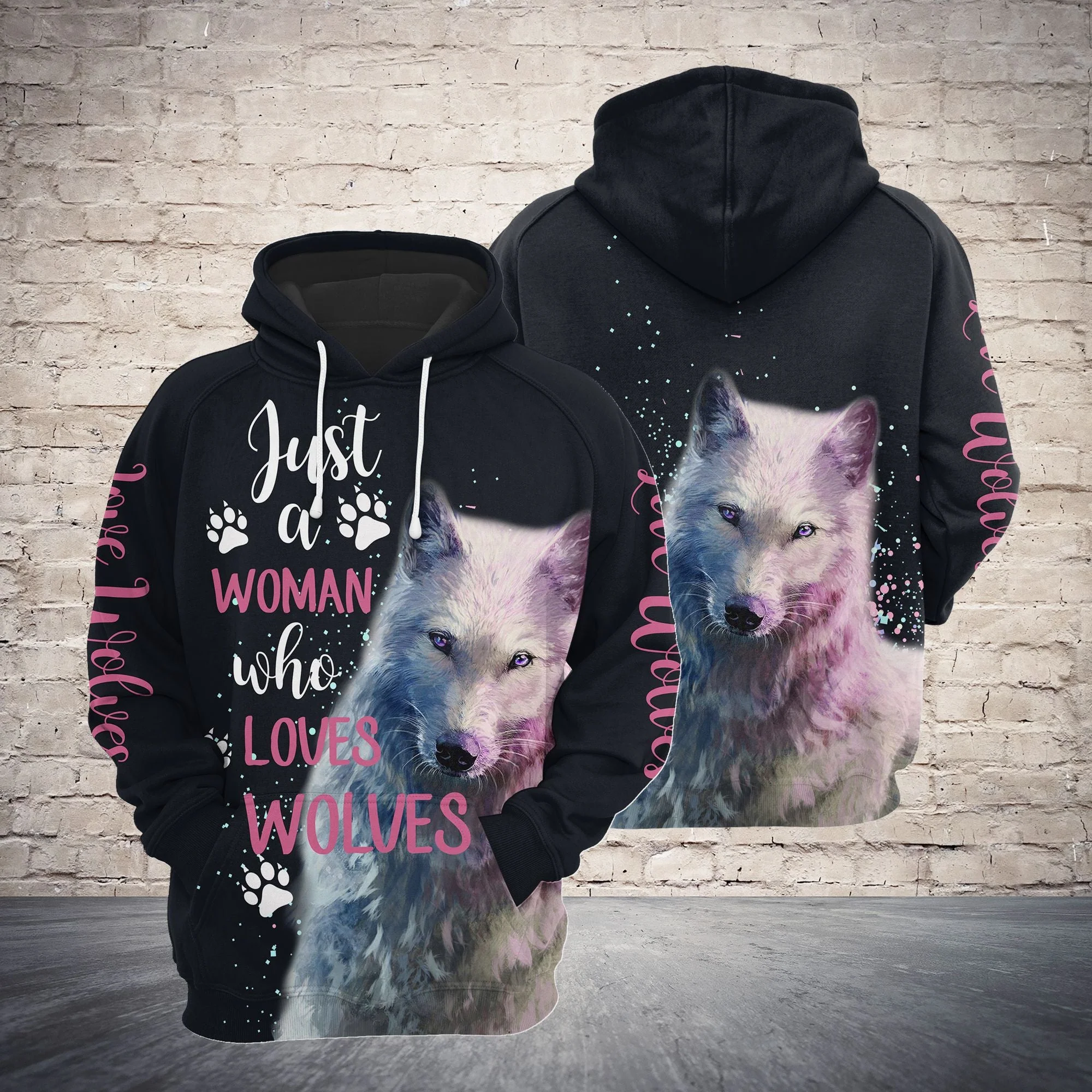 Wolves Pullover Premium Hoodie Just A Woman Who Love Wolves, Perfect Outfit For Men And Women On Christmas New Year Autumn Winter - Image 3