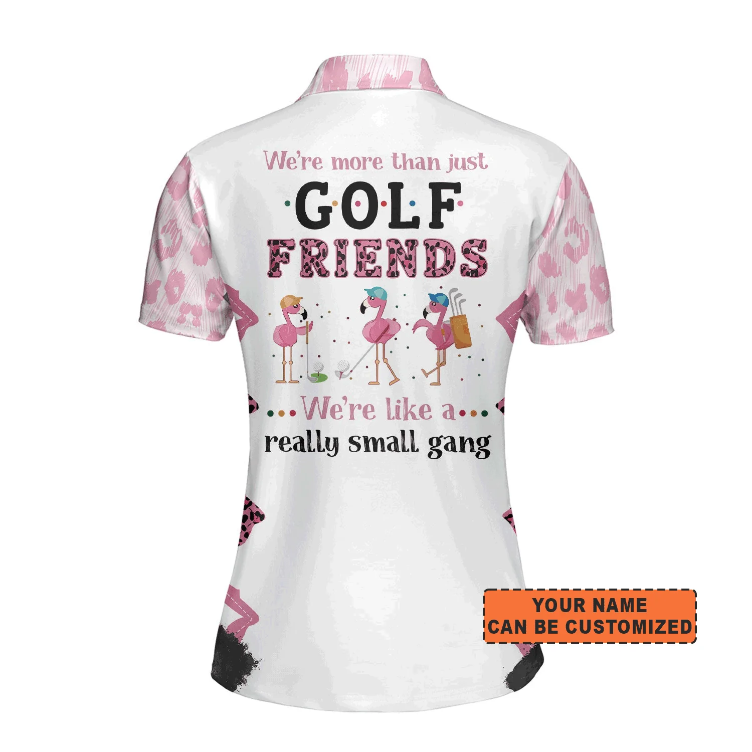 Women Golf Polo Shirt, Personalized Womens We're More Than Just Golf Friends Flamingo Leopard Polo Shirt For Women, Golf Lover - Image 3