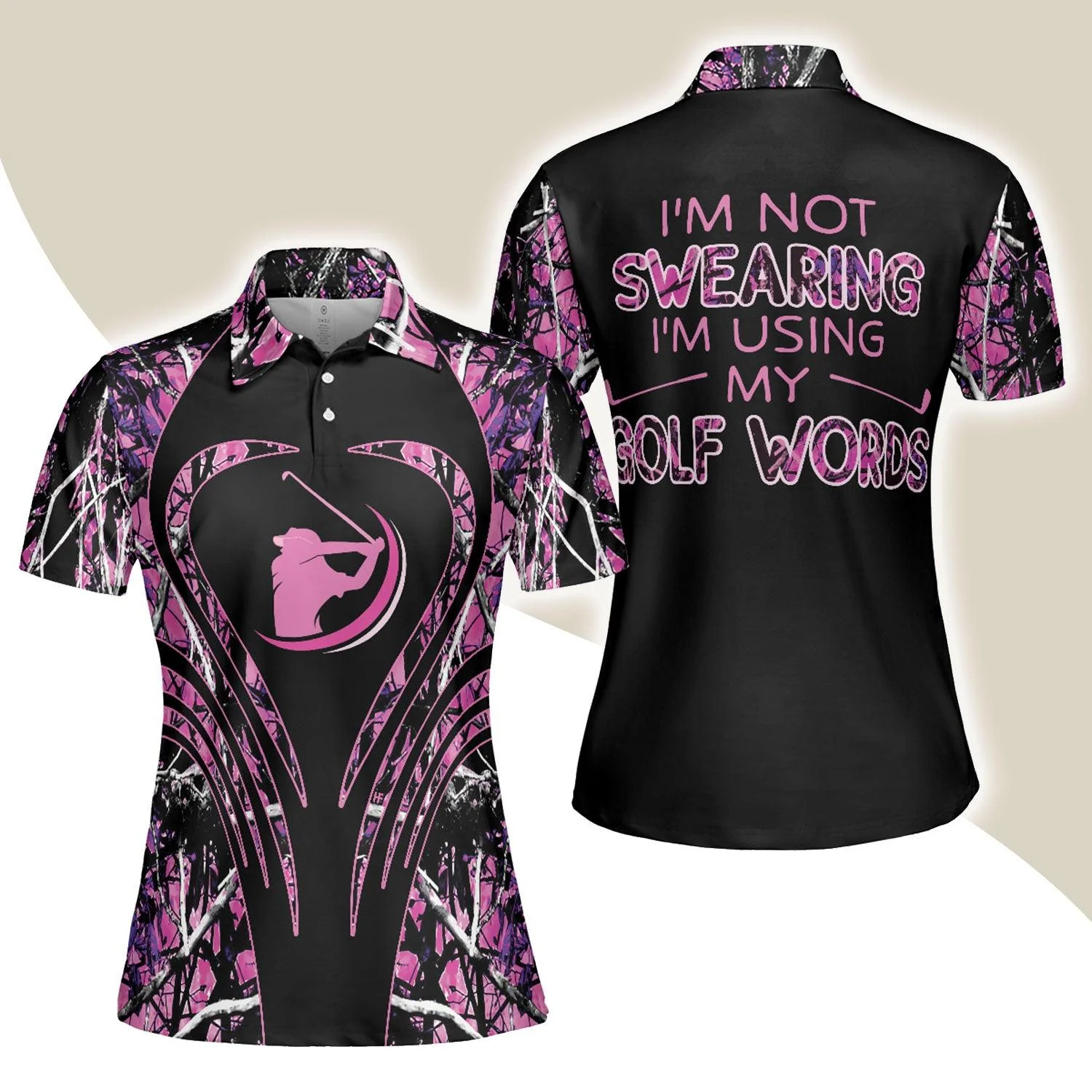 Golf Women Polo Shirt, Thinning Layout Camouflage Pattern I'm Not Swearing I'm Using My Golf Words Golf Women Polo Shirt - Perfect Gift For Women
