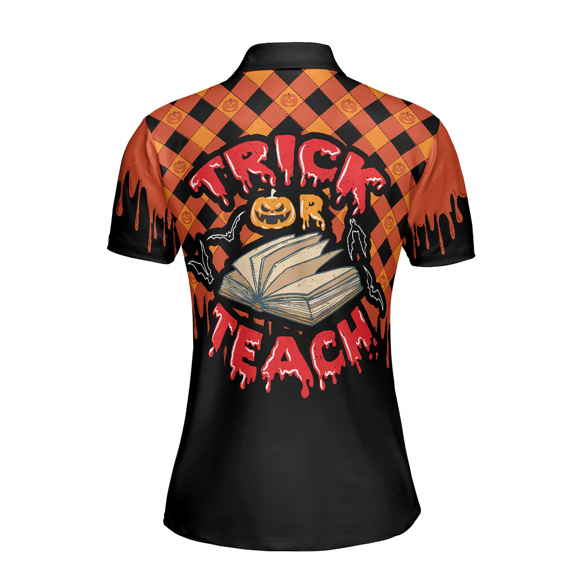 Womens Teacher Polo Shirt - Trick or Teach Women Polo Shirt, Halloween Shirt For Women - Perfect Gift For Women - Image 3