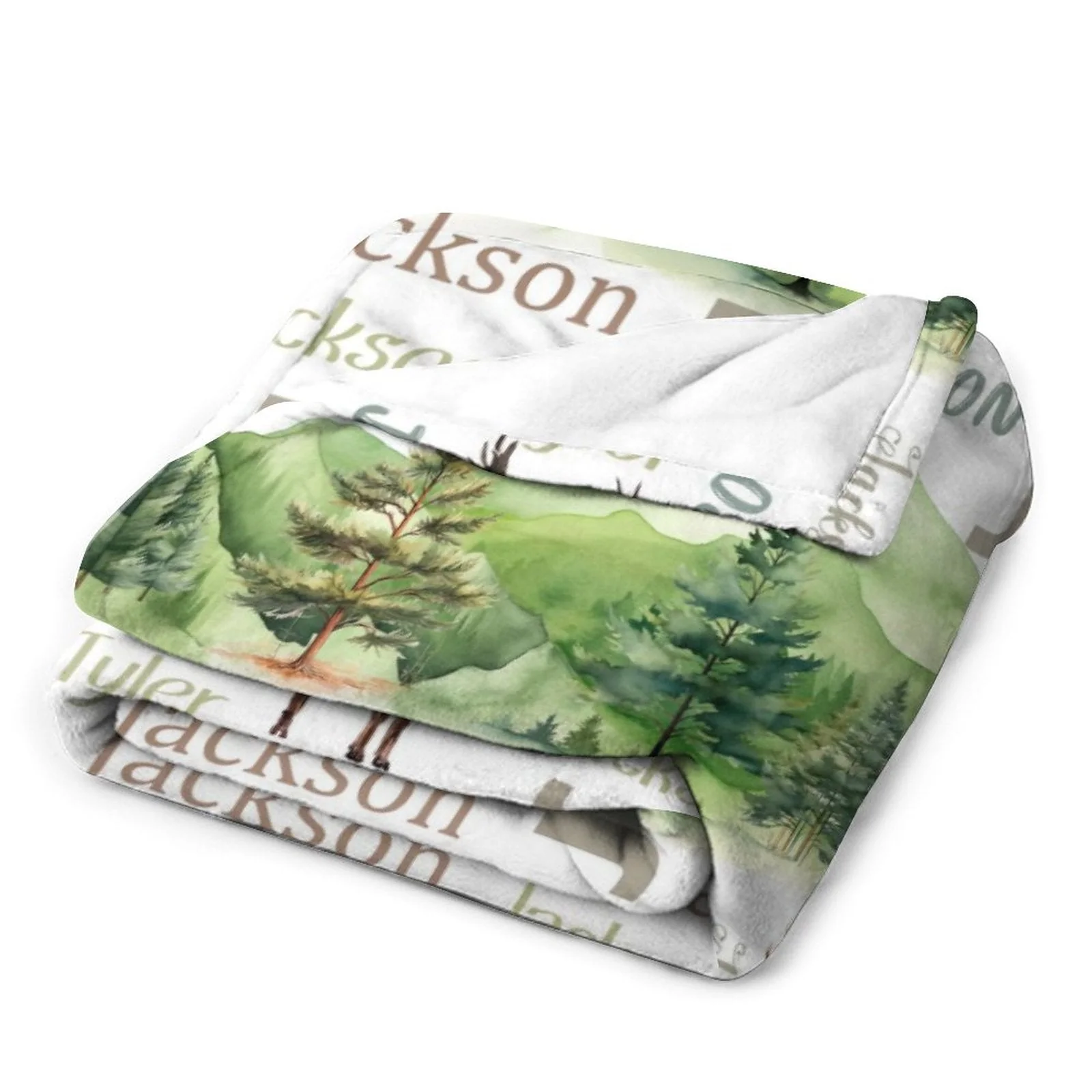 Woodland Deer Baby Kids Blanket With Custom Name For Baby Nursery, Son, Daughter, Granddaughter, Grandson - Image 3