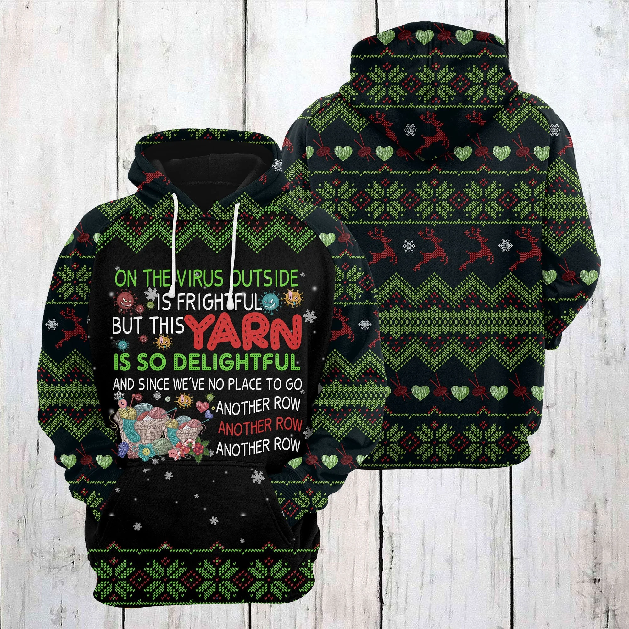 Yarn Christmas Pattern Pullover Premium Hoodie, Perfect Outfit For Men And Women On Christmas New Year Autumn Winter