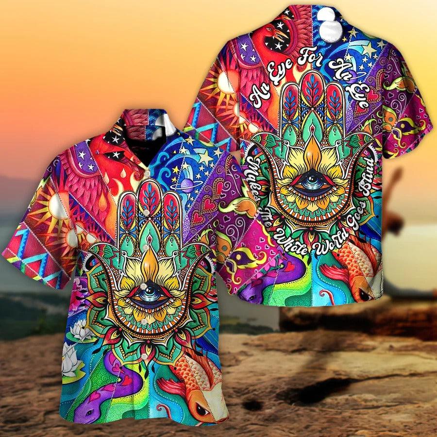 Yoga Aloha Hawaiian Shirt, Yoga An Eye For An Eye Hawaiian Shirt For Summer, Yoga Aloha Shirt - Perfect Gift For Men, Women, Yoga Lover, Friend, Family