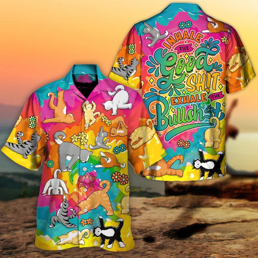 Yoga Aloha Hawaiian Shirt, Yoga Cat Funny Hawaiian Shirt For Summer, Cat Yoga Aloha Shirt - Perfect Gift For Men, Women, Yoga Lover, Friend, Family