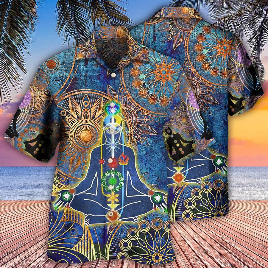 Yoga Aloha Hawaiian Shirt, Yoga Mandala Style Hawaiian Shirt For Summer, Yoga Aloha Shirt - Perfect Gift For Men, Women, Yoga Lover, Friend, Family - Image 2