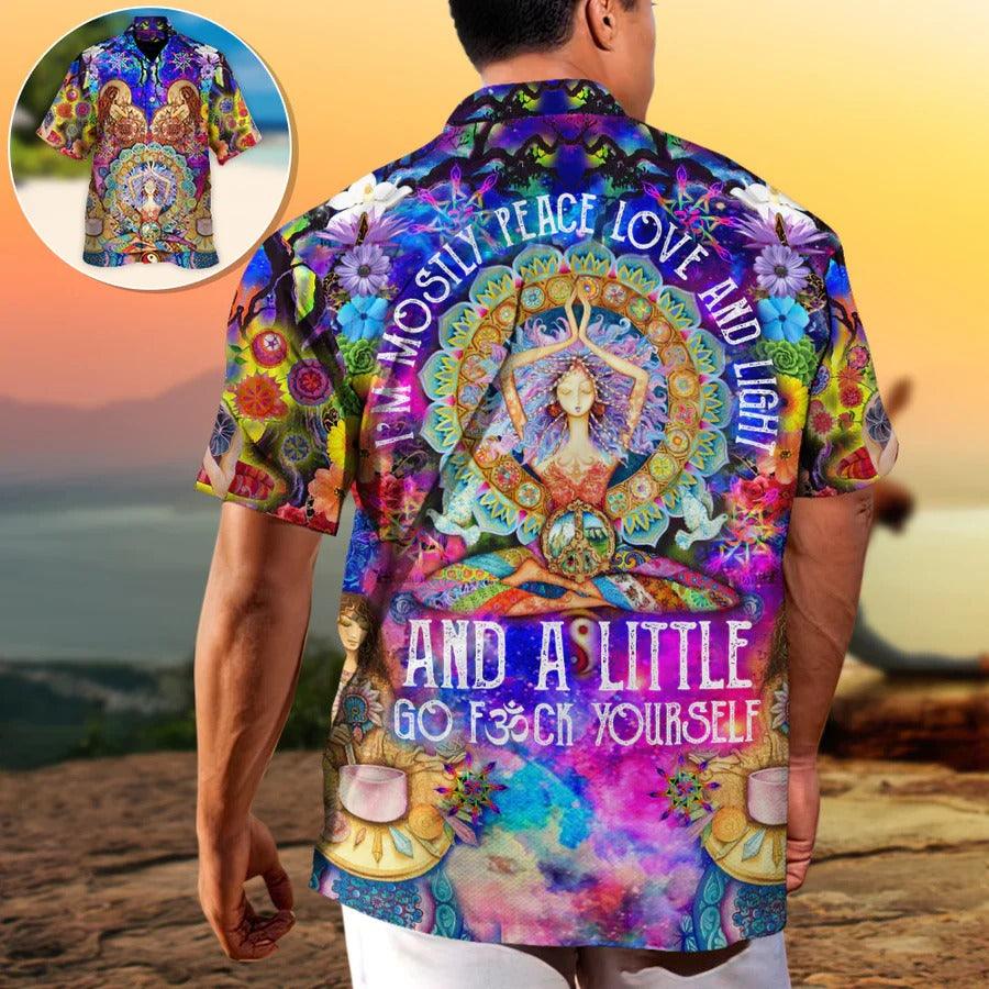 Yoga Aloha Hawaiian Shirt, Yoga Peace Love And Light Hawaiian Shirt For Summer - Perfect Gift For Men, Women, Yoga Lover, Friend, Family - Image 2