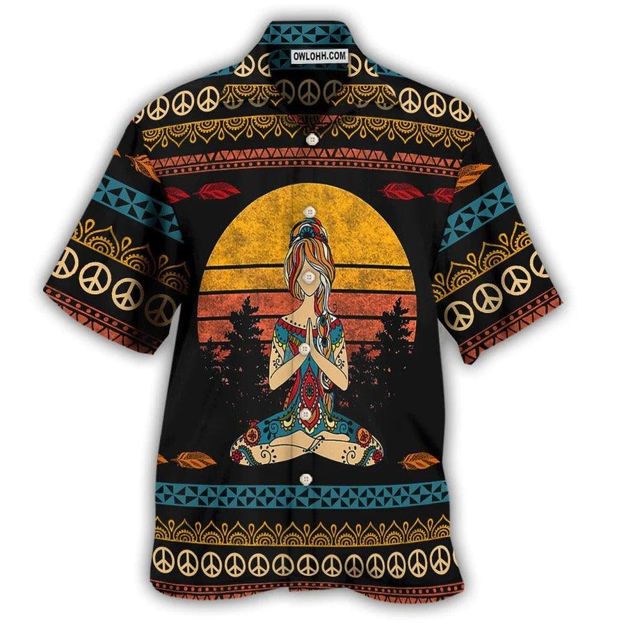 Yoga Aloha Hawaiian Shirt, Yoga Peace Love And Light Hawaiian Shirt For Summer, Yoga Aloha Shirt - Perfect Gift For Men, Women, Yoga Lover, Friend - Image 2