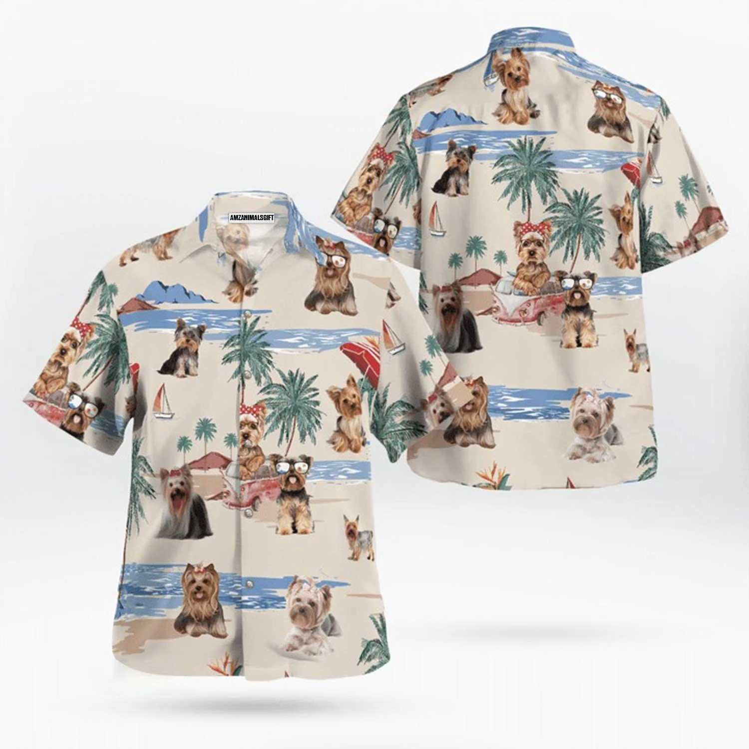 Yorkie Aloha Hawaiian Shirt, Yorkshire Beach Hawaiian Shirt, Yorkshire Aloha Shirt For Summer - Perfect Gift For Men, Women, Dog Lover, Friend, Family