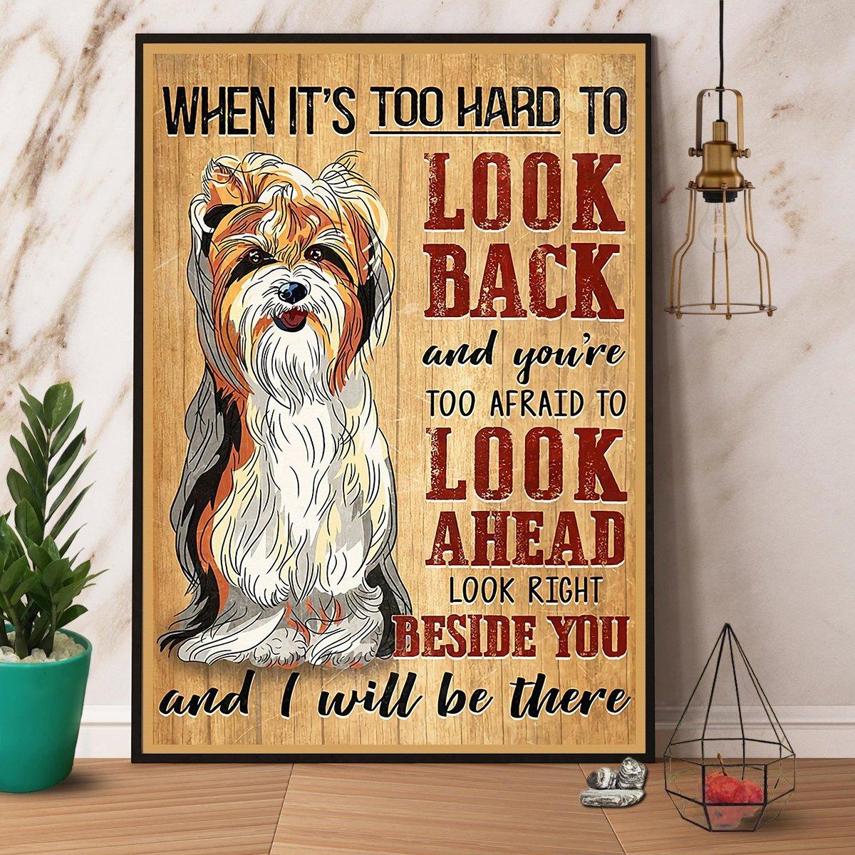 Yorkshire Terrier Portrait Premium Wrapped Canvas - When It's Too Hard To Look Back Canvas - Gift For Family, Friend, Yorkshire Terrier Lovers